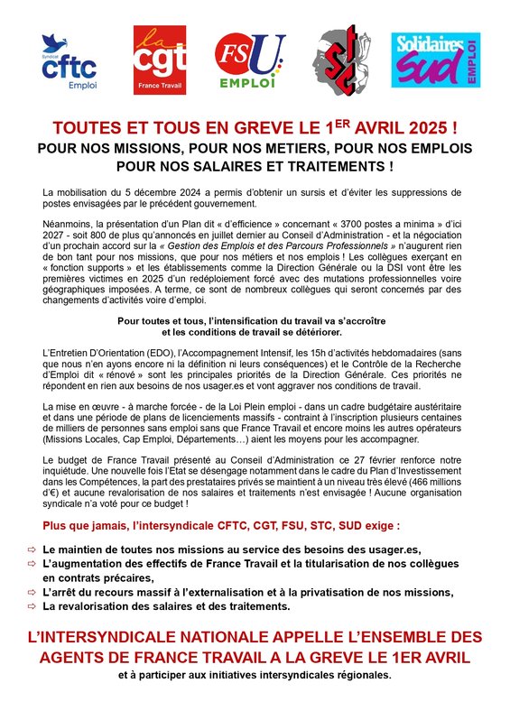 appel à la grève 01/04/25