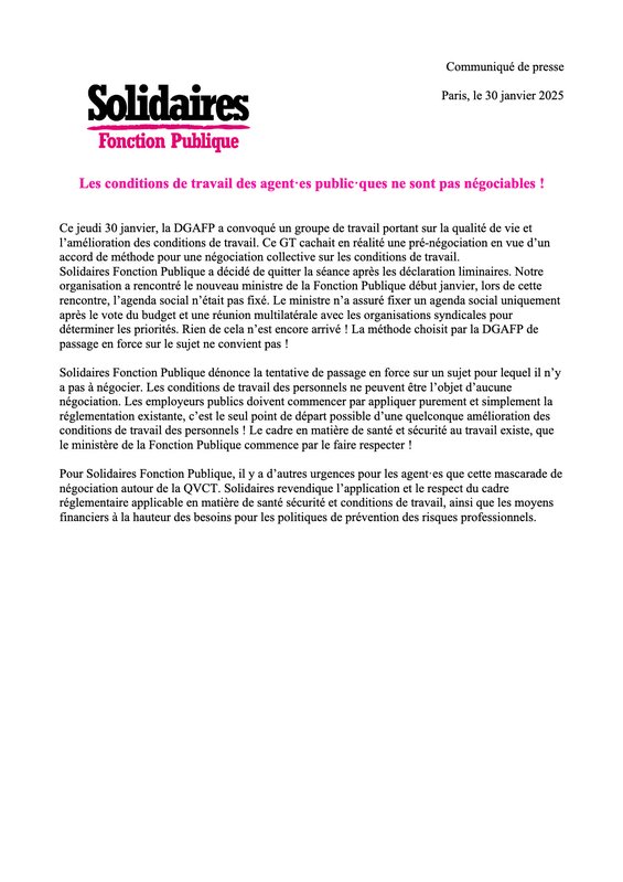 Les conditions de travail des agent·es publics ne sont pas négociables
